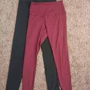 90 Degree By Reflex Burgundy and Dark Green Leggings
